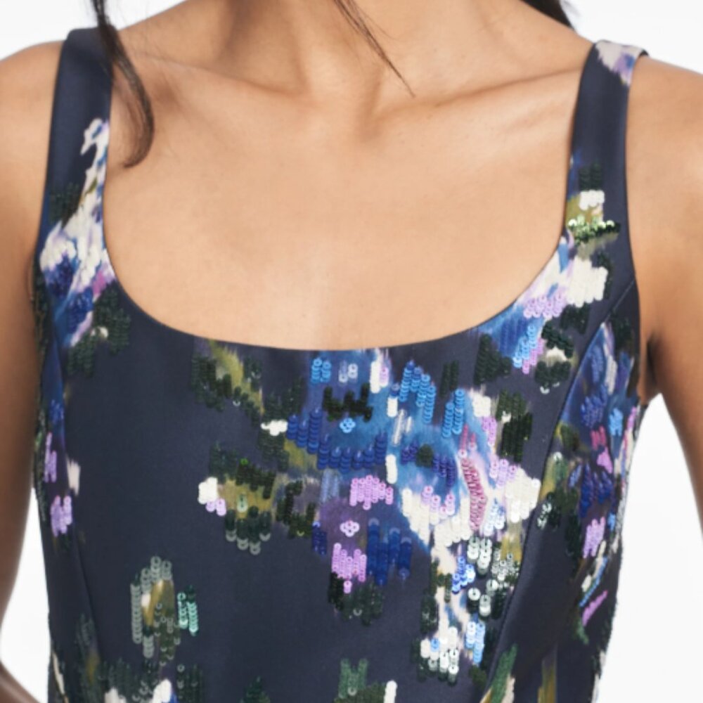 Sachin Babi: Lana Gown in Midnight Corsage, Size 2/4